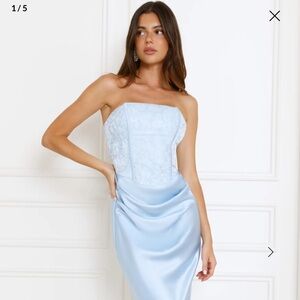 Hello Molly Strapless Light Blue Dress